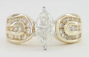 Marquise Cut Diamond Engagement Ring 1.26 ct 14K Yellow Gold GIA Retail $3,495 - Picture 1 of 8