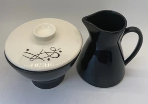 Mid Century Modern "Tiara" By Stetson China Black & White Sugar & Creamer - RARE - Picture 1 of 16