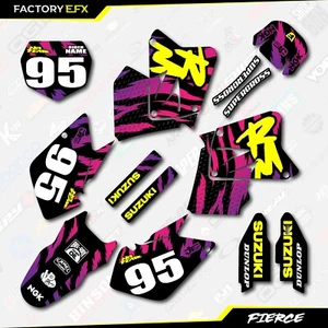 Black Yellow Retro Fierce Graphics Kit fits 04-12 Suzuki RM125 RM250 RM 125 250 - Picture 1 of 5