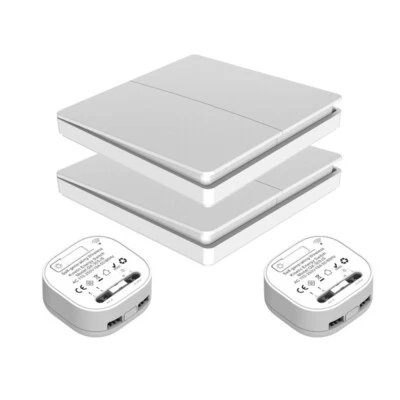 Funkschalter Licht 230V mit Sender, Kabellos Funk Lichtschalter Set Batterielos - Bild 1 von 4