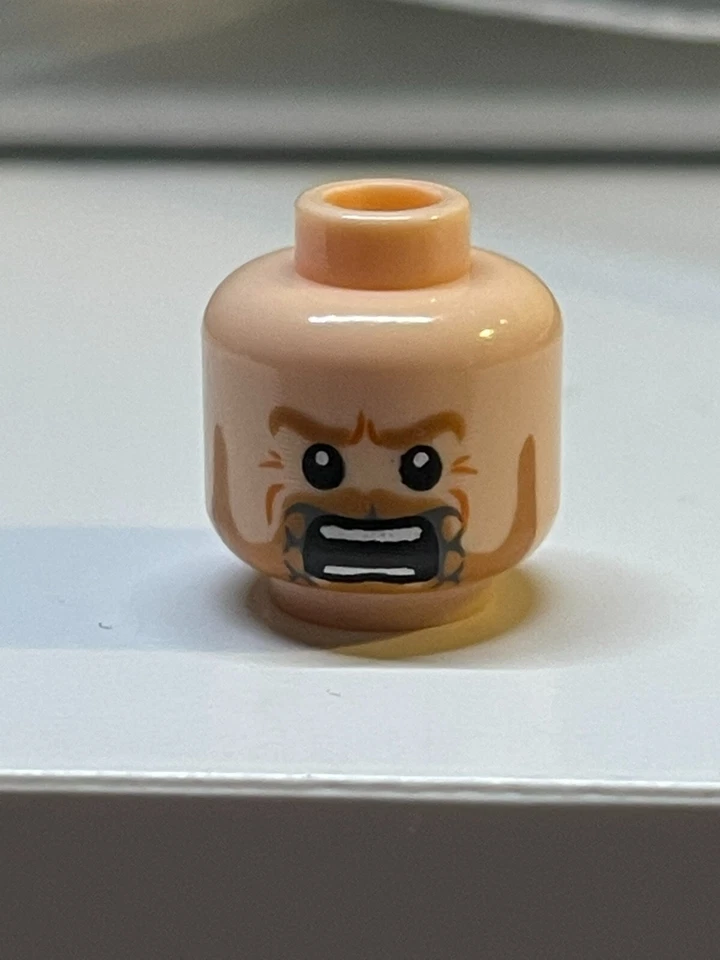 NUEVO LEGO | Cabeza de minifigura de turrón claro - Barba con patrón de trenzas enojado (Fili) Foto 1 de 2