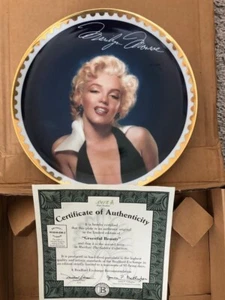 Vintage MARILYN MONROE 8" Sammlerteller wCOA 90er BRADFORD EXCHANGE, Goldrand - Bild 1 von 1