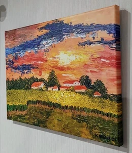 Dordogne Sunset, Print on Canvas of Original Painting by Artist, 40 x 30 x 2 cm - Picture 1 of 4