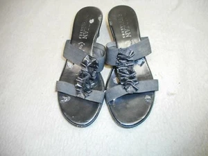 VINTAGE DAMEN ITALIENISCHE SCHUHMACHER BLUMENABSATZ SANDALEN SCHWARZ GEBRAUCHT GRÖSSE 8 - Bild 1 von 5