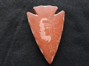 NATIVE AMERICAN CATLINITE ARROWHEAD, ENGRAVED COLLECTOR ITEM SB-0225*08732 - Picture 1 of 6