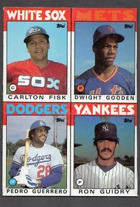 1986 Topps Wax Box Bottom Uncut Fisk Gooden Guerrero Guidry - Picture 1 of 2