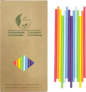 Disposable Rainbow Paper Straws, 100 Counts Solid Single Plain Color in Assorted - Picture 1 of 8