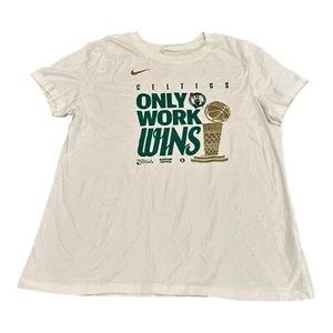 Nike Boston Celtics 2024 NBA Champions Shirt Women's L Short Sleeve White Tee - Picture 1 of 4