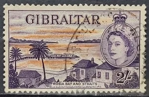 Gibraltar QEII 1953-59 2/= Orange & Violet Perf 13 Used sg155a - Picture 1 of 4