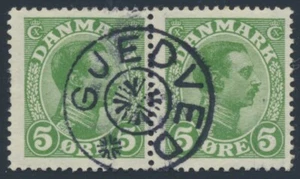 DINAMARCA. #97. 1913. Christian X. Par de 5 Øre, estrella cancelada GJEDVED, en muy buen estado (ph1550) - Imagen 1 de 1