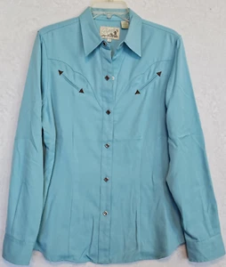 Camisa de Rodeo Vaquera Occidental Turquesa A Presión Perla ROPER Denver De Colección Para Mujer L - Imagen 1 de 11
