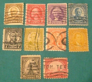 Lote de 10-usados primeros números de EE. UU.-Washington-Jefferson-Monroe-Roosevelt-más más - Imagen 1 de 2