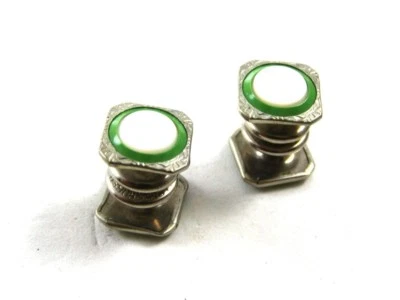 Deko Silberfarben Mutter Perle Grün Snap Link Manschetten Von PARK ROGER JIFFY - Bild 1 von 4