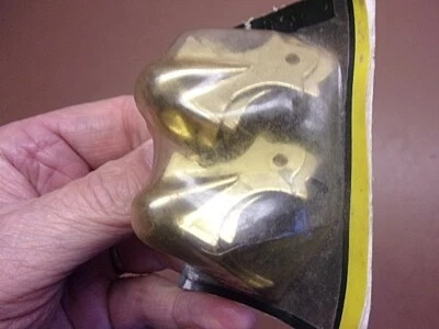 4 Brass Flashed Pressed Steel 1 1/2" x 1 1/2" Trunk Corners NOD w/Screws LQQK! - Image 1 of 4