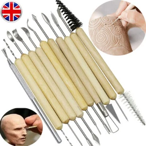 11Pcs Clay Pottery Tool Carving Modeling Ceramic Wood Tools Sculpting Craft UK - Picture 1 of 12