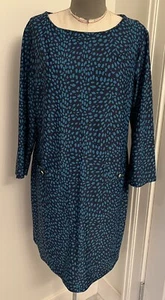 Jude Connally L blue knit dress with pockets 3/4 sleeves - Picture 1 of 6