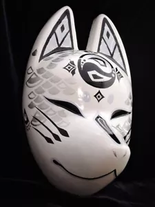 Komendo Full Face Fox Kitsune Maske "RYUJIN" handgefertigt bemalt Japan Party - Bild 1 von 7
