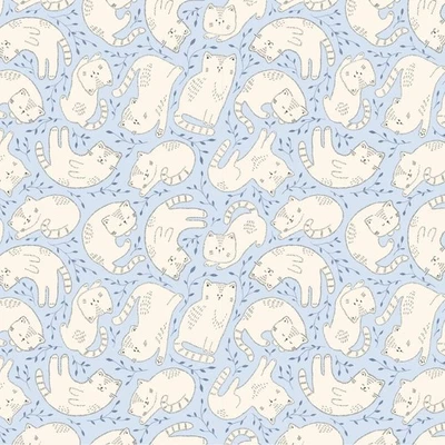 Tela Feline Drive KITTEN FUN Cat Toss Blue Clothworks Fat Quarter (18x22") FQ Foto 1 de 4
