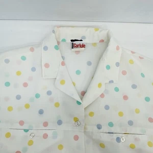 Carlyle VTG 80’s Womans Button Up Multicolored Polk Dot Short Sleeve Top 14 READ - Picture 1 of 19