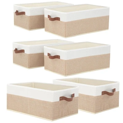 Paquete de 6 contenedores de almacenamiento de tela, grandes cestas de almacenamiento para estantes, cierre plegable... Foto 1 de 4