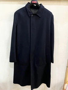 Used Giorgio Armani Cashmere Stainless Steel Collar Long Coat Size 52 Black - Picture 1 of 10