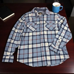 Camisa de franela polar a cuadros azul Freedom Foundry para hombre M manga larga cálida - Imagen 1 de 5