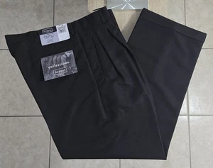 Men’s Haggar Millennium GAB Black Dress Pants 36x30 Relaxed Fit Pleated Cuffed - Picture 1 of 14