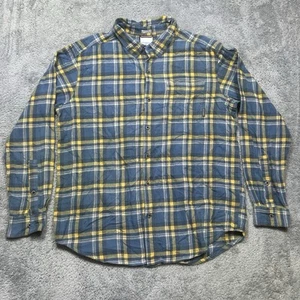 Columbia Flannel Shirt Mens L Blue Yellow Plaid Long Sleeve Regular Fit Outdoor - Picture 1 of 12
