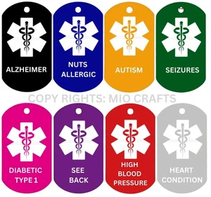 Individuelle medizinische Warn-ID Erkennungsmarke Halskette graviert Diabetiker Allergien EIS-Info - Bild 1 von 4