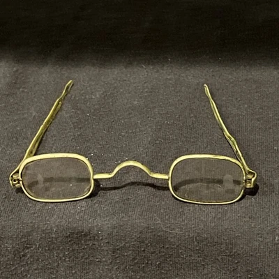 Gafas antiguas lentes circulares de la era de la Guerra Civil templo deslizante gafas originales Foto 1 de 4