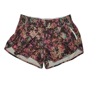 Lululemon Tracker niedrig geschnitten gefüttert kurz 4" Shorts Damen 12 Schablonenblüte - Bild 1 von 10