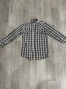 Camicia Larry Mayhan vintage uomo piccola perle bottoni a pressione plaid western con bottoni - Foto 1 di 5