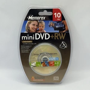 MEMOREX Mini DVD+RW 10 Pack Rewriteable DVD for DVD Camcorder or PC NEW SEALED - Picture 1 of 6