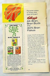 VINTAGE 1971 KELLOGG'S ALL-BRAN BRAN BUDS/ FLAKES COUPON $0.07 CENTS AND AD PAGE - Imagen 1 de 7