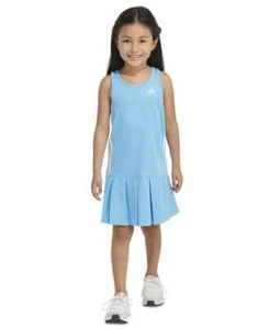 Adidas Sleeveless Striped Tennis Dress Girls 6 Blue/White Scoop Neck Pullover - Picture 1 of 15