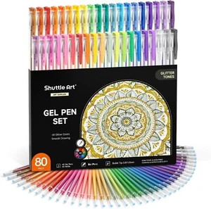 Shuttle Art 80 Pack Glitter Gel Pens – 40 Glitter & 40 Neon with 40 Refills - Picture 1 of 8