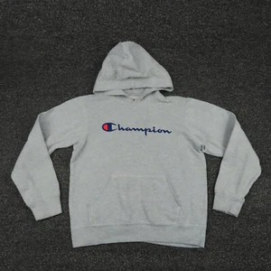 Champion Hoodie Girls Large Gray Center Embroidered Logo Long Sleeve Youth - Picture 1 of 8