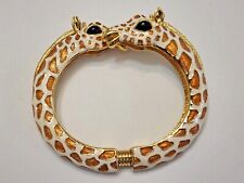 Vintage KJL Kenneth Jay Lane Giraffe Enamel Gold Tone Hinged Bracelet