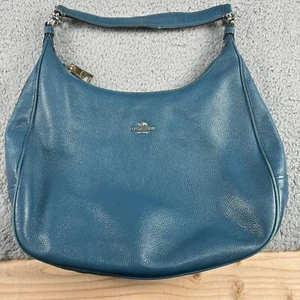 Coach Harley Bag Women's Teal Green Pebbled Leather Hobo Shoulder Lined Hand Bag - Picture 1 of 15