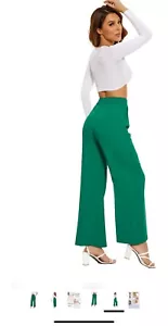 FUNYYZO Wide Leg Trousers High Waist Long Straight Suit Pants Women's M - Picture 1 of 4
