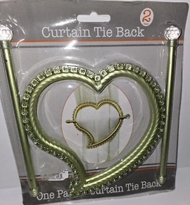 2 Sets (4total) Green Heart Curtain Tie Backs Drapes Window Treatments - Picture 1 of 19