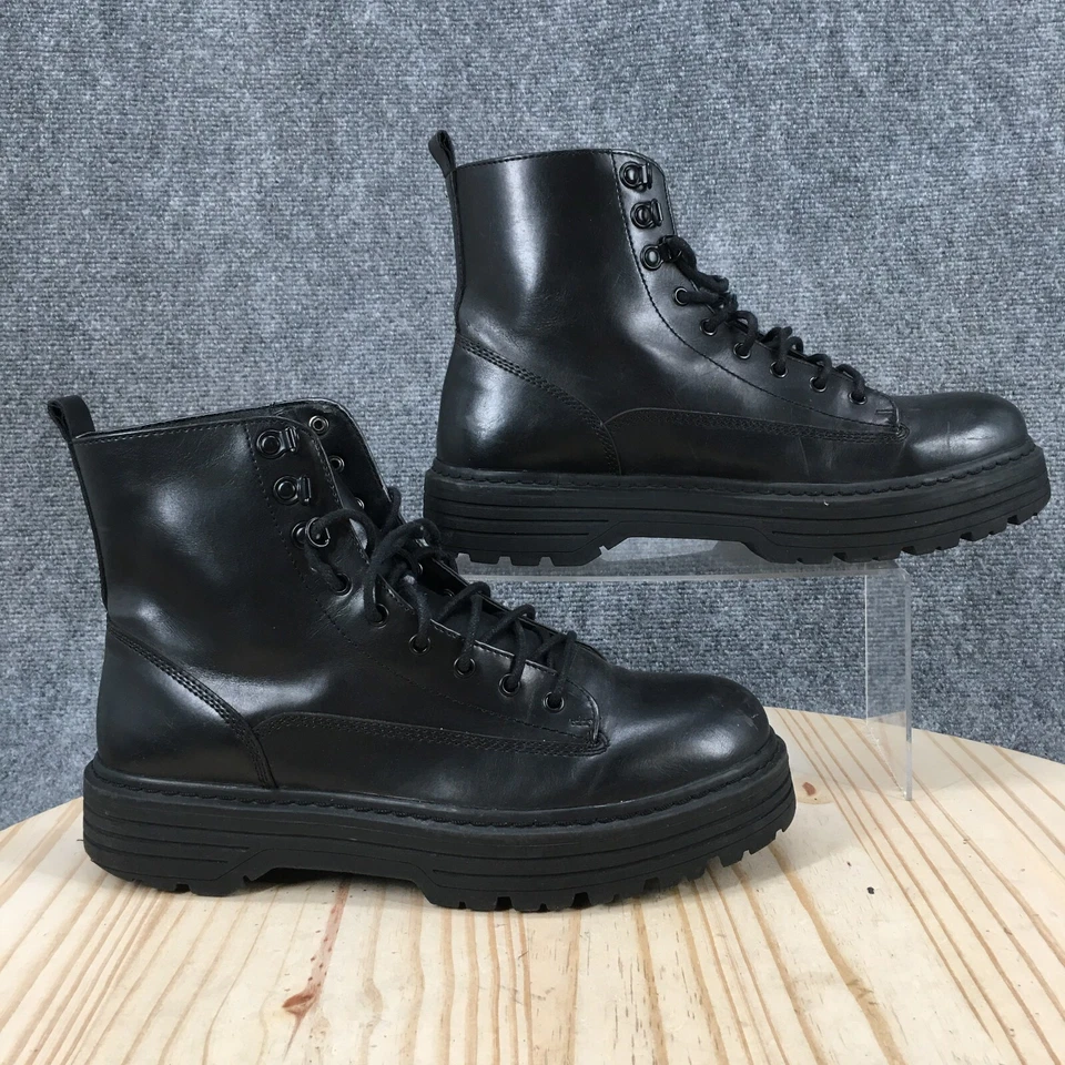 Bershka Botas Mujer 42 Tobillo Combate Informales Cómodas Cuero Negro Con Cordones Redondas Foto 1 de 4