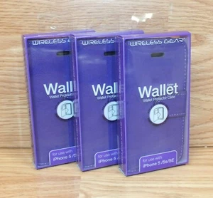 Lot of 3 Wireless Gear Purple Wallet Series Protector Case For iPhone 5/5s/SE - Picture 1 of 5