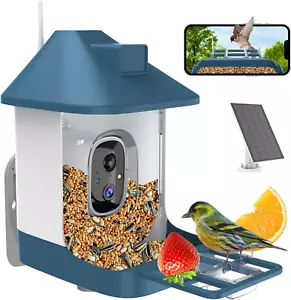 Smart Bird Feeder Camera Navy Blue – AI Bird ID, Solar, 1080P, HD Night Vision - Picture 1 of 7