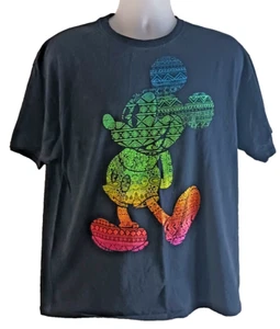 Camiseta Disney Big Rainbow Gráfico Geométrico Mickey Mouse Negra Talla XL - Imagen 1 de 5