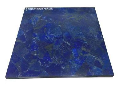 Rectangular Marble Lapis Lazuli Semi Precious Stones Side Table Top Handmade Art - Image 1 of 2