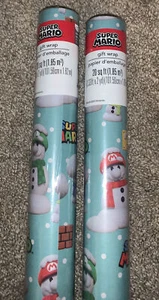 2 pack of Super Mario Holiday- Christmas Gift Wrapping Paper ~ 2 Yards each - Picture 1 of 4