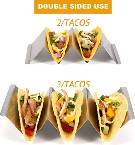 Stainless Steel Taco Holders Stand Oven Microwave Safe Holds 3 Tortillas 6 Pack - Picture 1 of 6