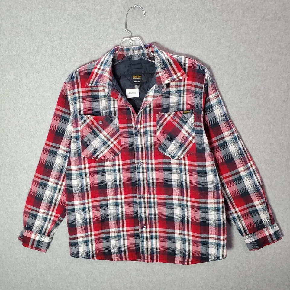 Bolso Volcom Workwear masculino botão para cima XL vermelho xadrez forrado de lona manga longa - Imagem 1 de 4