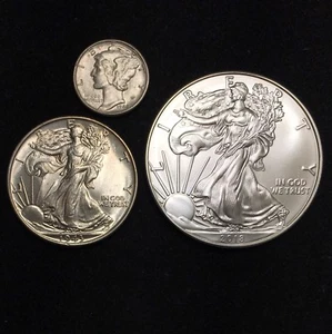 Mercury Dime / Walking Liberty / Silver Eagle (3 Coin Set) - Picture 1 of 2